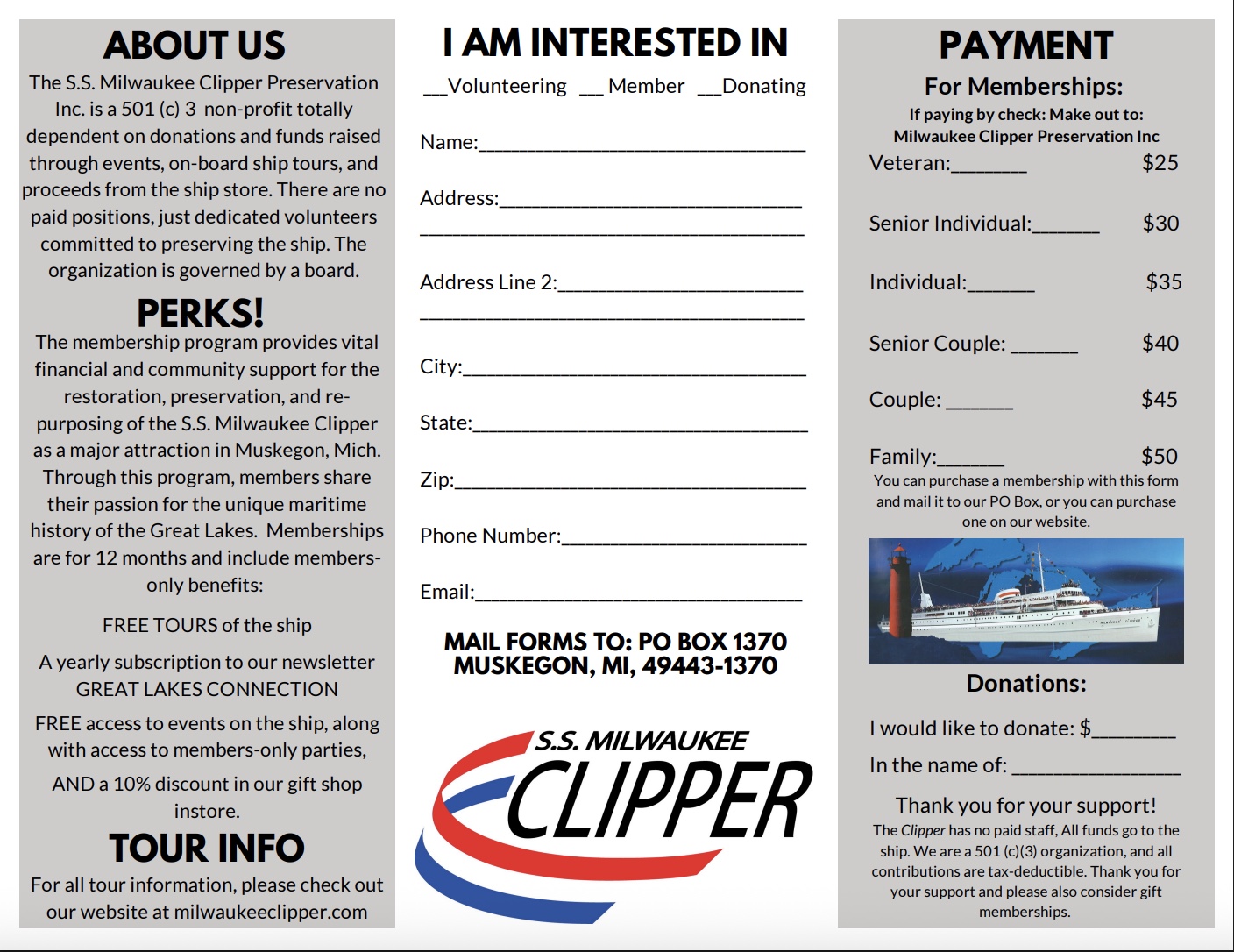 member & donation forms for Clipper